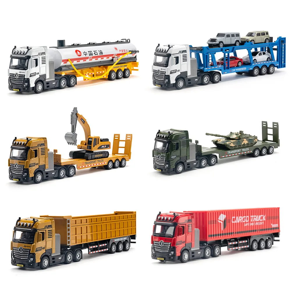 High quality 1:50 alloy transportation engineering vehicle model,double-layer transportation vehicle,engineering trailer toys