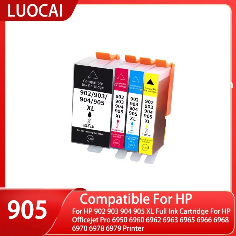 For HP 902 903 904 905 XL Full Ink Cartridge For HP Officejet Pro 6950 6960 6962 6963 6965 6966 6968 6970 6978 6979 Printer