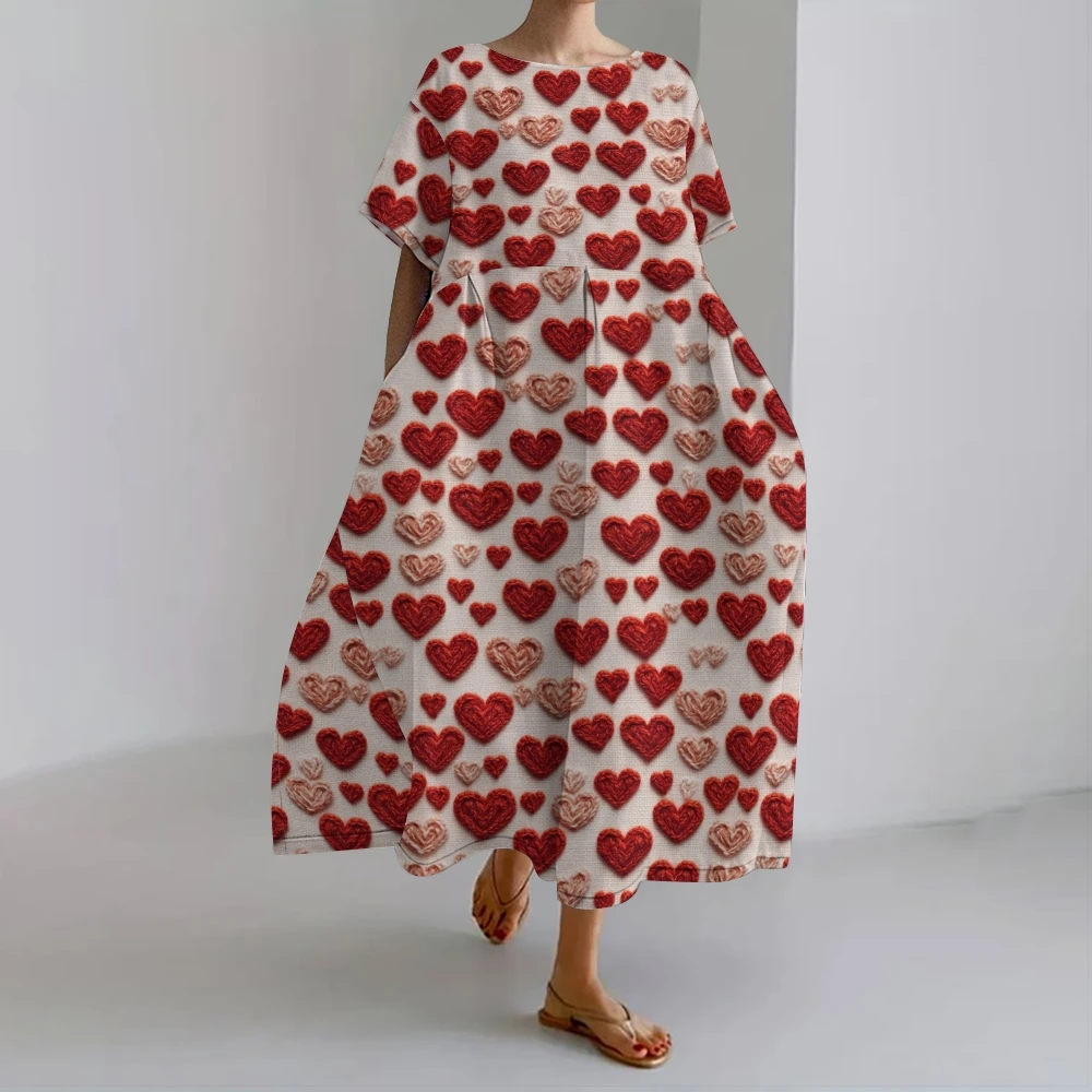 

Handcrafted Heart Print Dress Romantic Heart Pattern Dress Cozy And Chic Heart Dress Boho Effortlessly Elegant Wear Party Favors