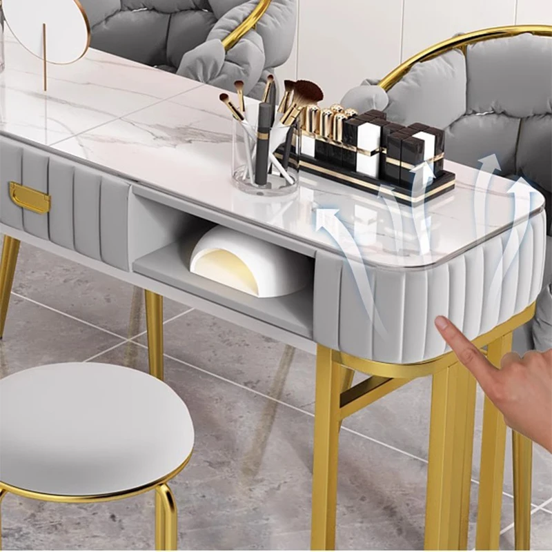 Dressing Manicure Nail Tables Glass Tabletop Modern Reception Simple Nail Table Japanese Nail Artist Salon Furniture Mesas LLMT