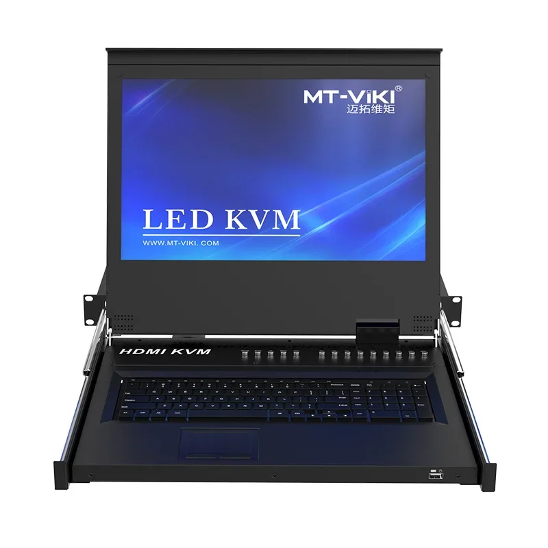 Console KVM HDMI LED da 17.3 "8 porte, MT-VIKI 1920*1080 cassetto KVM con montaggio su Rack per Server 1U 19", Switch KVM HDMI LCD da 17.3 pollici