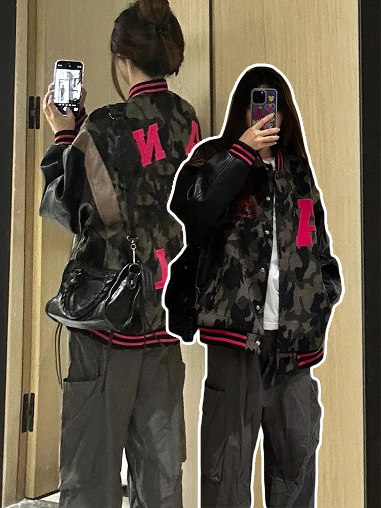 Korean Women's Baseball Jacket real-life usage example in urban summer-evening environment