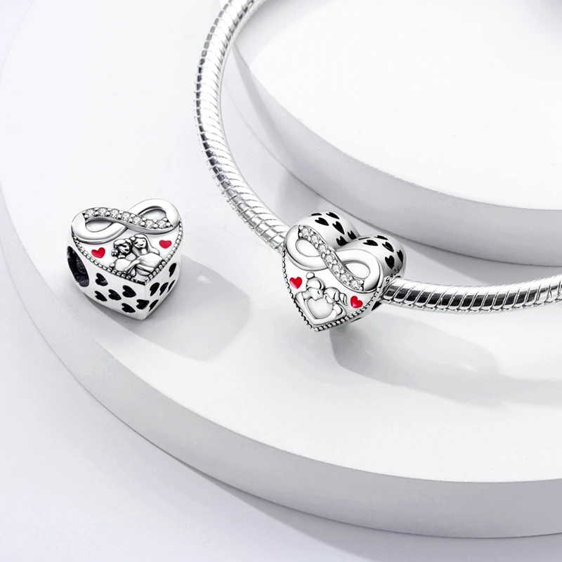 Lmages of Maternal Love Pattern Charm Beads 925 Sterling Silver Pendant Fits 3mm Bracelets Jewelry Party DIY Fine Gift Accessory