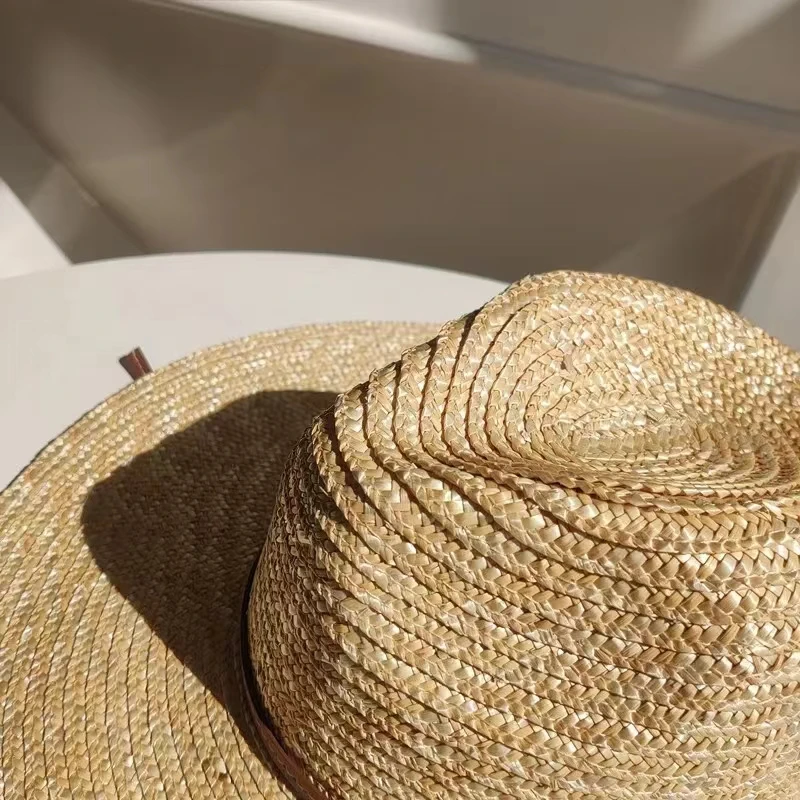 Sombrero de Sol de paja con correa para mujer, sombreros de ala ancha con protección UV para playa y vacaciones, Panamá, venta al por mayor, 2024