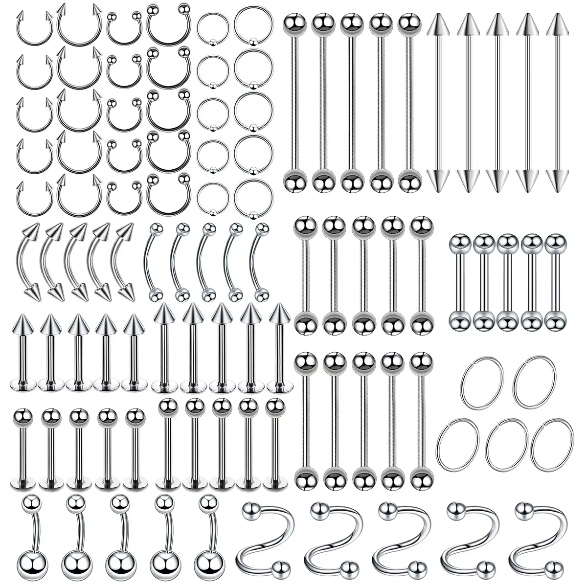 

100PCS/Lot Surgical Steel Nose Ring Hoop Nostril Piercing Septum Ring Horseshoe Fake Nose Ring Piercing Body Jewelry