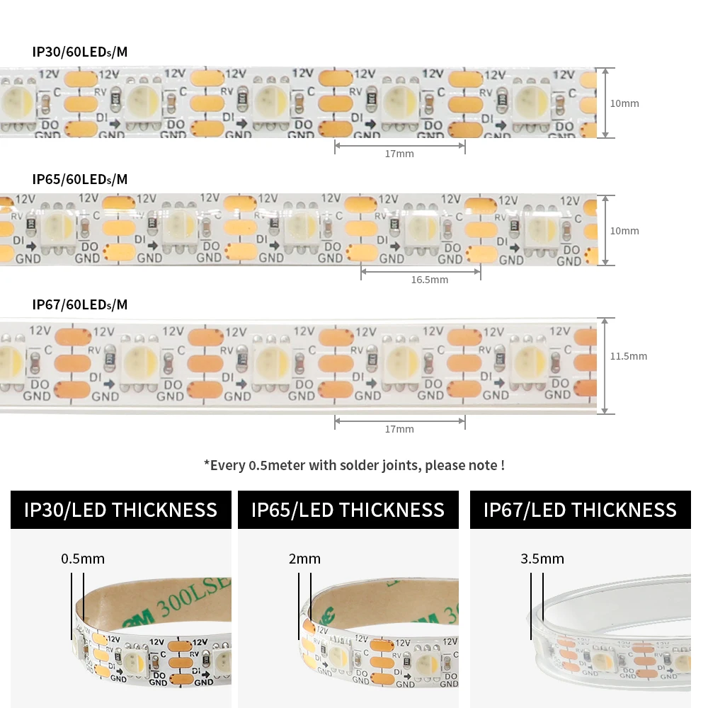 DC12V LC8816E RGBW SK6812 5050SMD Individually Addressable Led Strip 60leds/m 120Leds/m RGBWW 4 IN 1 Smart Led Lights White PCB