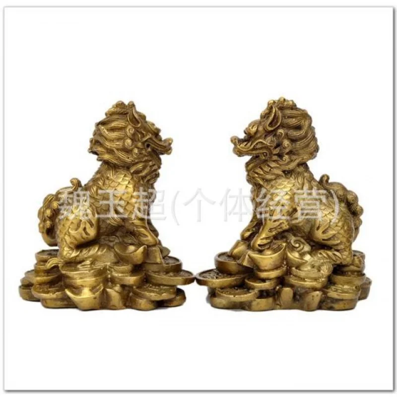 Pure Copper Kylin Decoration Protective Treasure Kirin Sitting Kirin Decoration Home Decorative Crafts Decoration