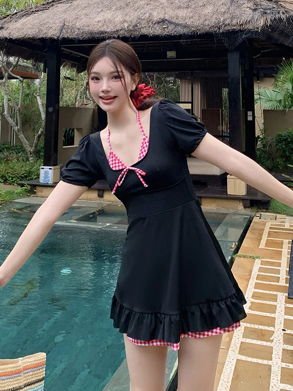 

Купальник Pure Desire Micro Fat MM Fre Sle с юбкой для женщин, красиво драпированный, для отдыха на горячих источниках и отпуска