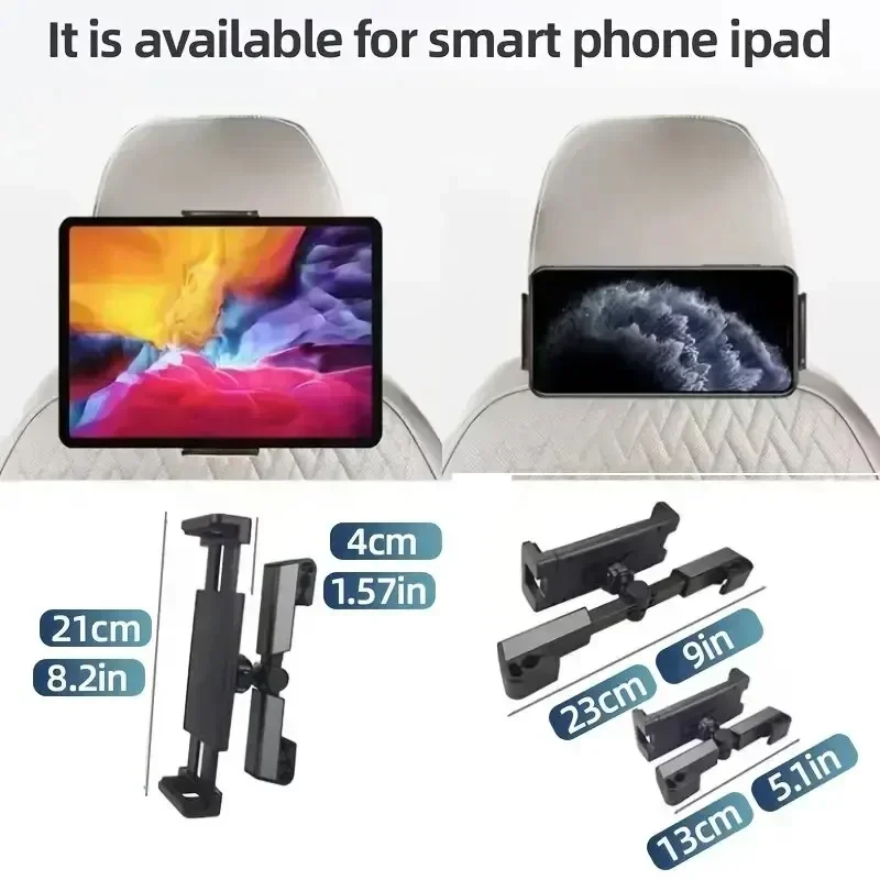 

1PC Telescopic car rear pillow phone holder tablet car mount seat rear headrest mounting bracket for 4-12.9 inches