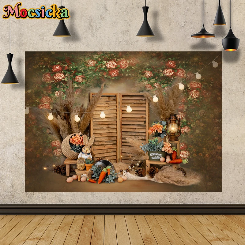 อีสเตอร์พื้นหลังฤดูใบไม้ผลิ Bunny ไข่ครอบครัวฝักบัวเด็กเด็กภาพพื้นหลังแบนเนอร์