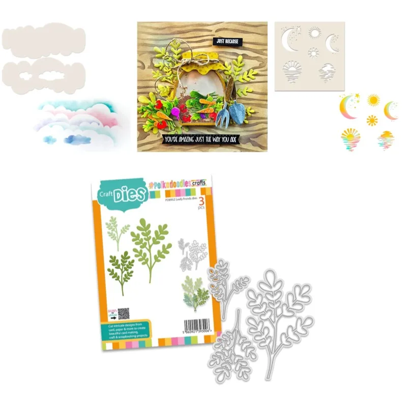 Square Brackets Abstract Leaves Metal Cutting Dies & Stencil Scrapbook Diary Decoration Stencil Embossing Template DIY Greeting