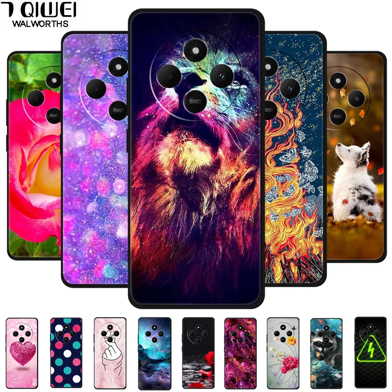 Print Fashion Cover For Redmi 14C Case 14R Black Silicone Protector Back Cover Lion for Xiaomi Poco C75 4G Case Landscape Luxury