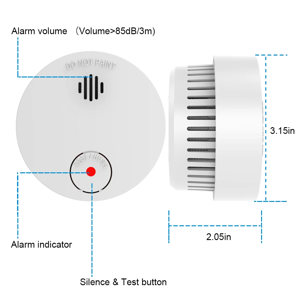 CPVAN Smoke Detector Independent Photoelectric Smoke Alarm High Sensitivity Fire Sensor for Home Usage Fire Alarm System