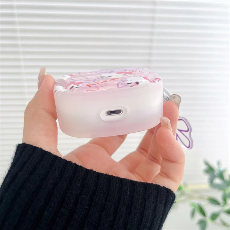 MINISO-Capa de fone de ouvido Hello Kitty com pingente, fone de ouvido sem fio Bluetooth, Apple AirPods 1, 2, 3 Geração, Pro