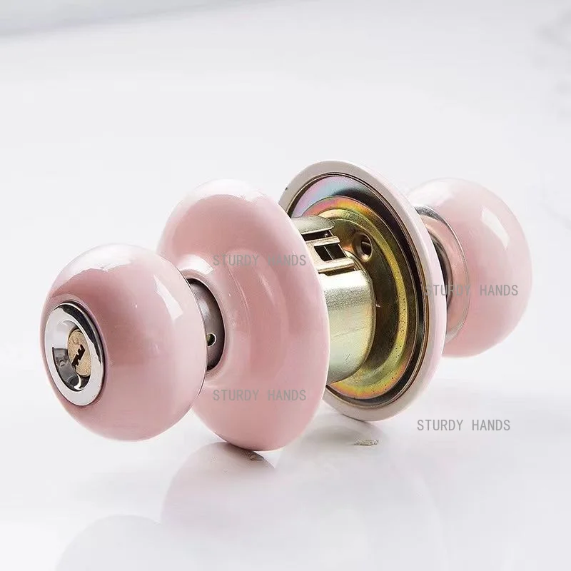 

Ceramic universal wooden door lock European-style pastoral pure copper lock core indoor room door lockset