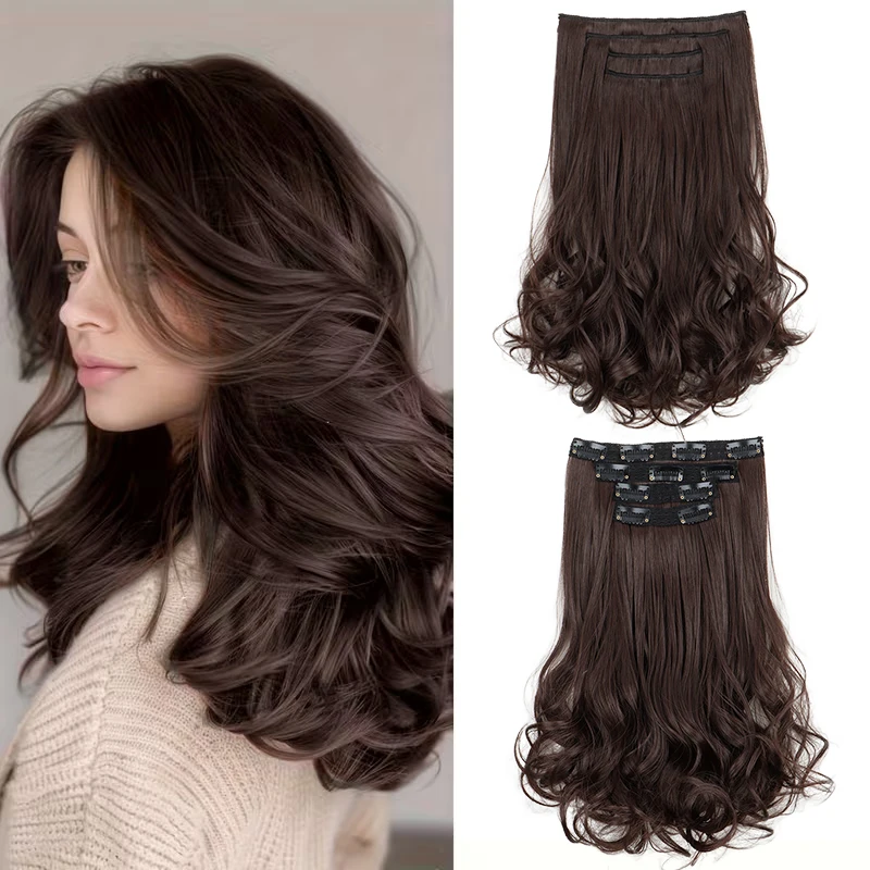 

Синтетические короткие волнистые кудрявые накладные пряди 14 дюймов, 4 шт./компл., на клипсах, невидимые, мягкие, для женщин, для вечеринок и повседневного использования