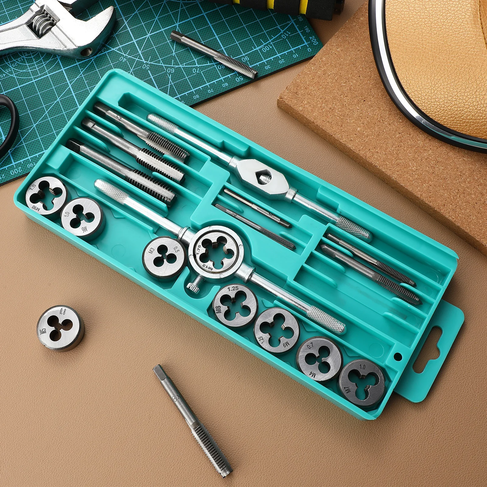 20 قطعة اليد خيوط الحنفية وجع مجموعة تحمل الصلب M3- متري أداة أساسية للميكانيكا ومشاريع DIY الحنفية أداة مفتاح الربط