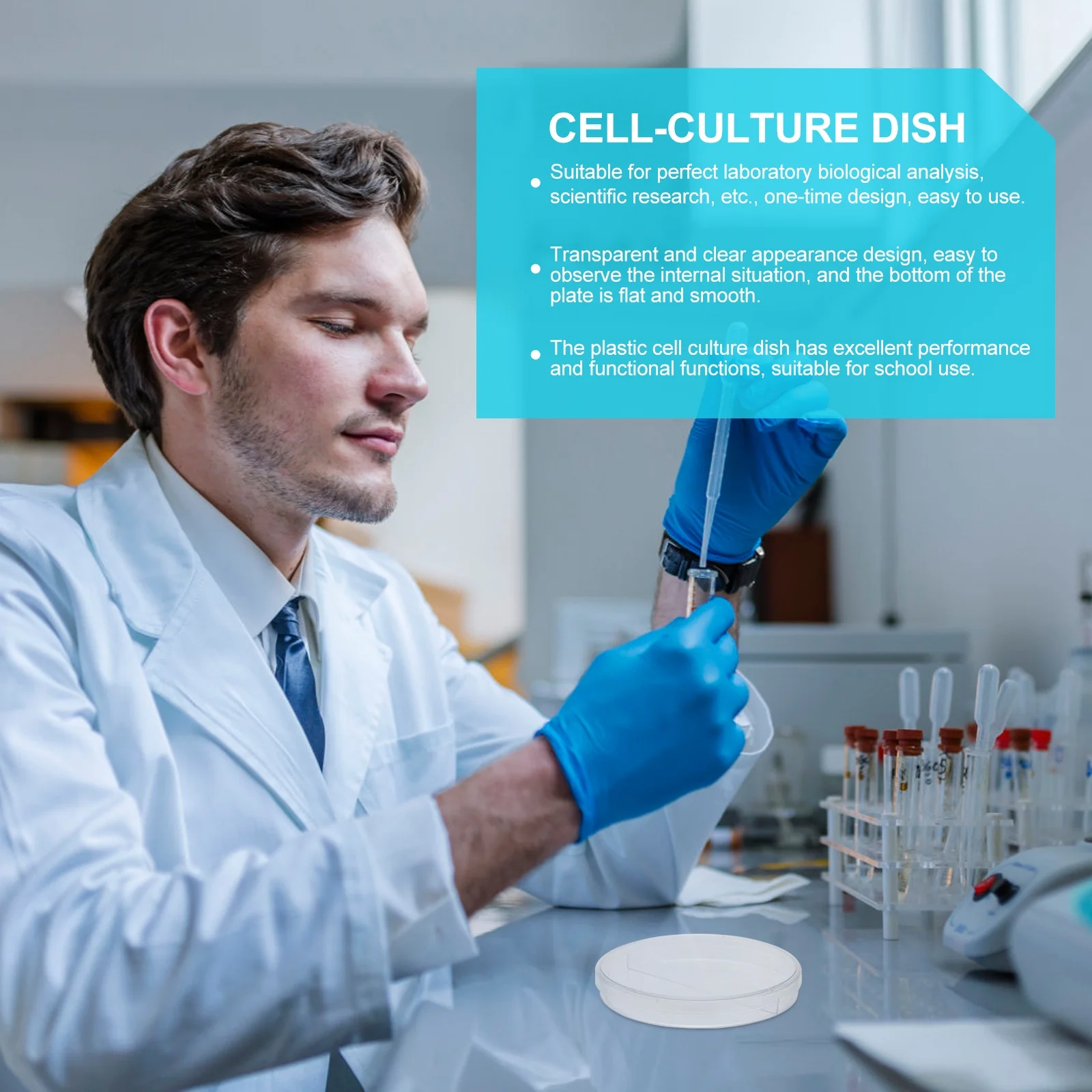 

10pcs Plastic Petri Dish Disposable Culture Dish For Laboratory Bacterial Cell Agar Science Research Compartments Set