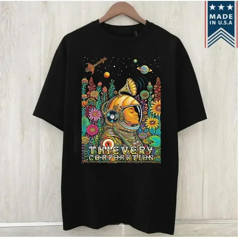 Póster de Thievery Corporation para exhibición en Portland, camiseta de talla completa S 5Xl