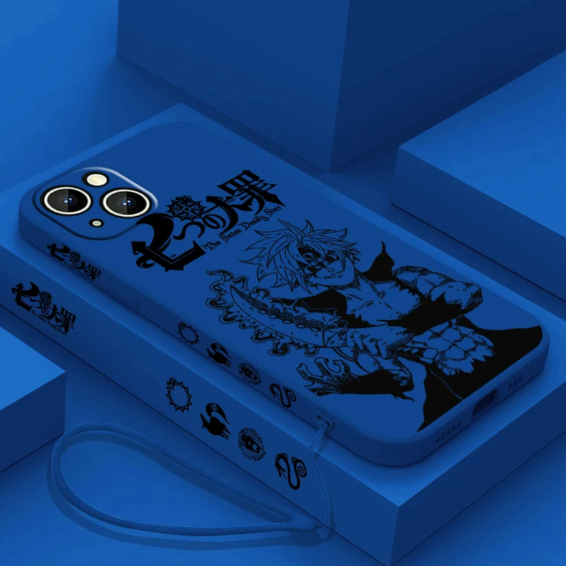 Funda de teléfono The Seven Deadly Sins Comics para Apple iPhone 15 14 13 12 11 Pro Max Plus 8 7 SE Liquid Left Rope Capa Cover