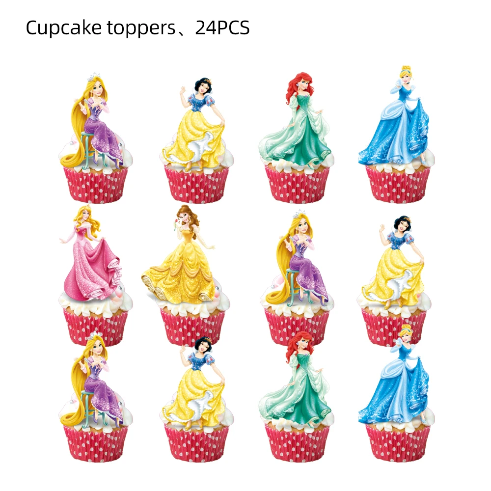 Disney Princess Birthday Party Decoration Snow White Cake Topper Cinderella Happy Birthday Party Supplies Jasmine Baby Shower