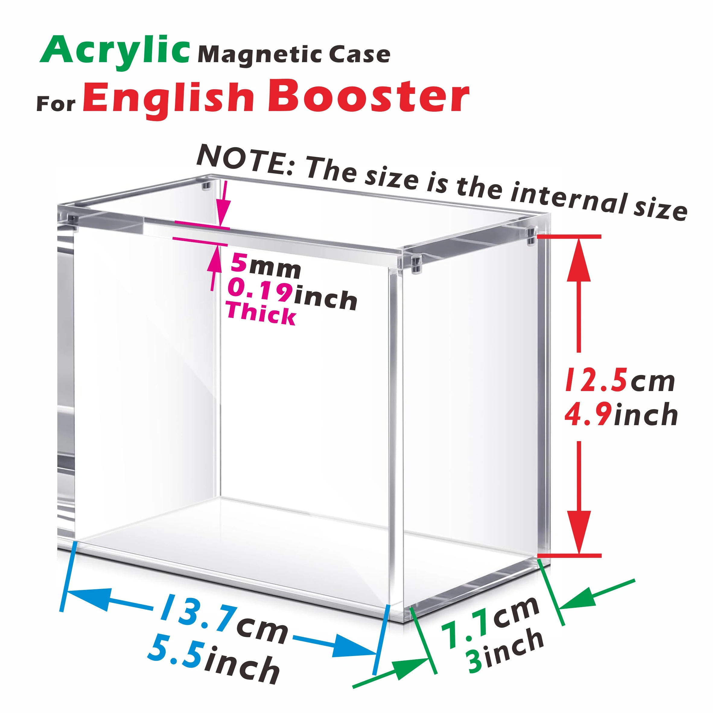 حافظة صندوق معززة من الأكريليك مع غطاء مغناطيسي، حافظة عرض شفافة لصناديق الداعم الإنجليزية، مقاومة للغبار، واقي سميك 5 مم