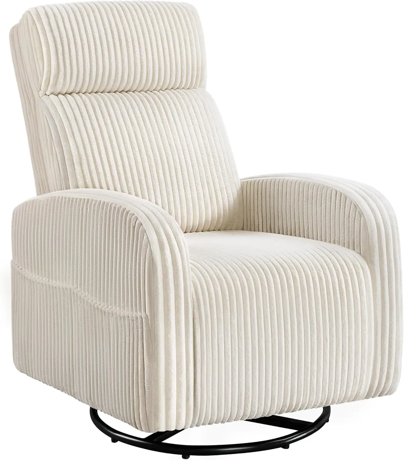 360° Swivel Nursing Chair with Side Pockets, Beige | Rocking Chair with High Backrest and Armrest, Corduroy Glider, 300lb Capacaity for Living Room, Bedroom, Nursery Room