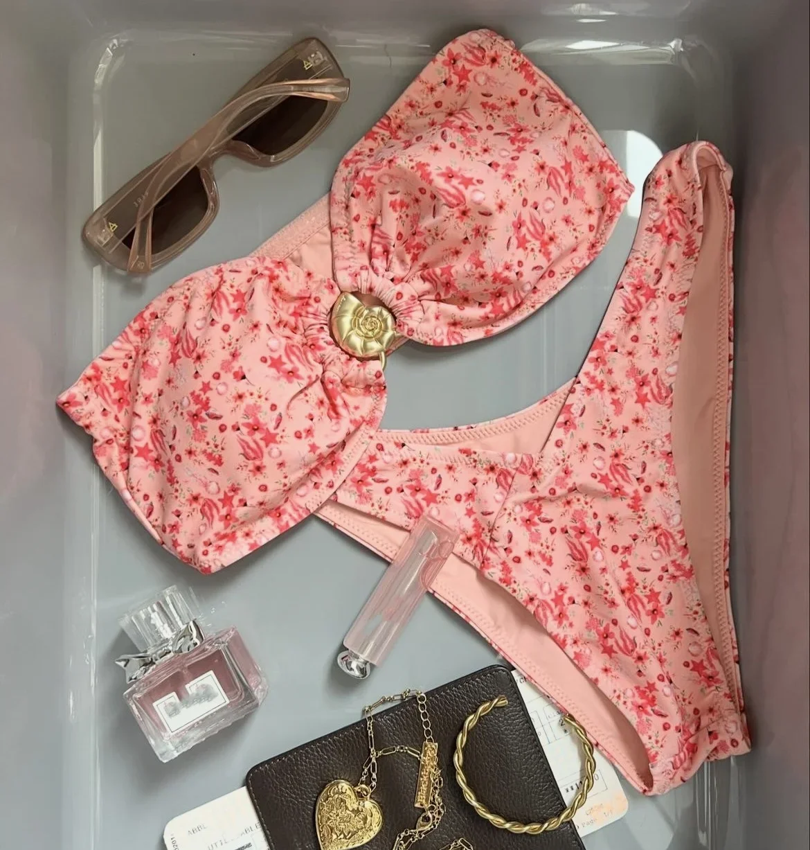 

RUOTONGSEPT Women Swimsuit Knitted Bikini Set Sexy Print Strapless Split Swimsuit Bikini Brazilian Triangle Swimwear