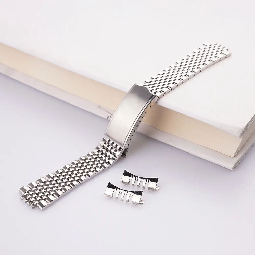 18mm 19mm 20mm Hollow Curved End Beads OF Rice Watch Band For Vintage Omeg-a Sea-master Watch