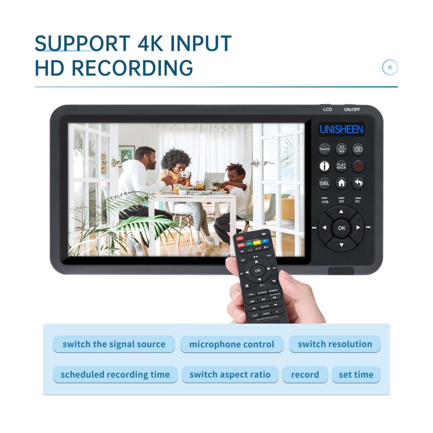 

HD Video Capture Box 2 Channel HDMI Picture-in-Picture Video Recorder with Screen 7 inches MP4 Support SD Card U Disk Storage 10