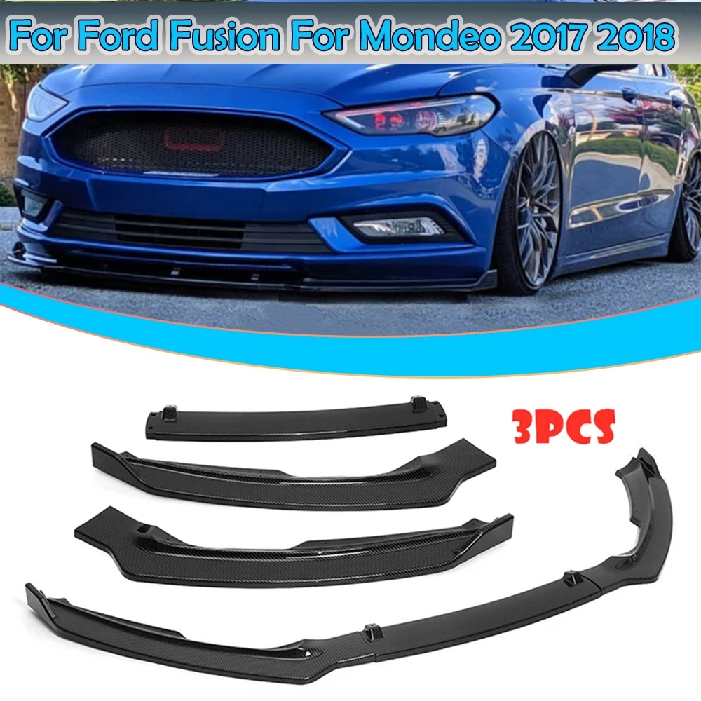 

3Pcs Car Front Bumper Splitter Lip Body Kit Spoiler Diffuser For Ford For Fusion For Mondeo 2017 2018 Car Accessories