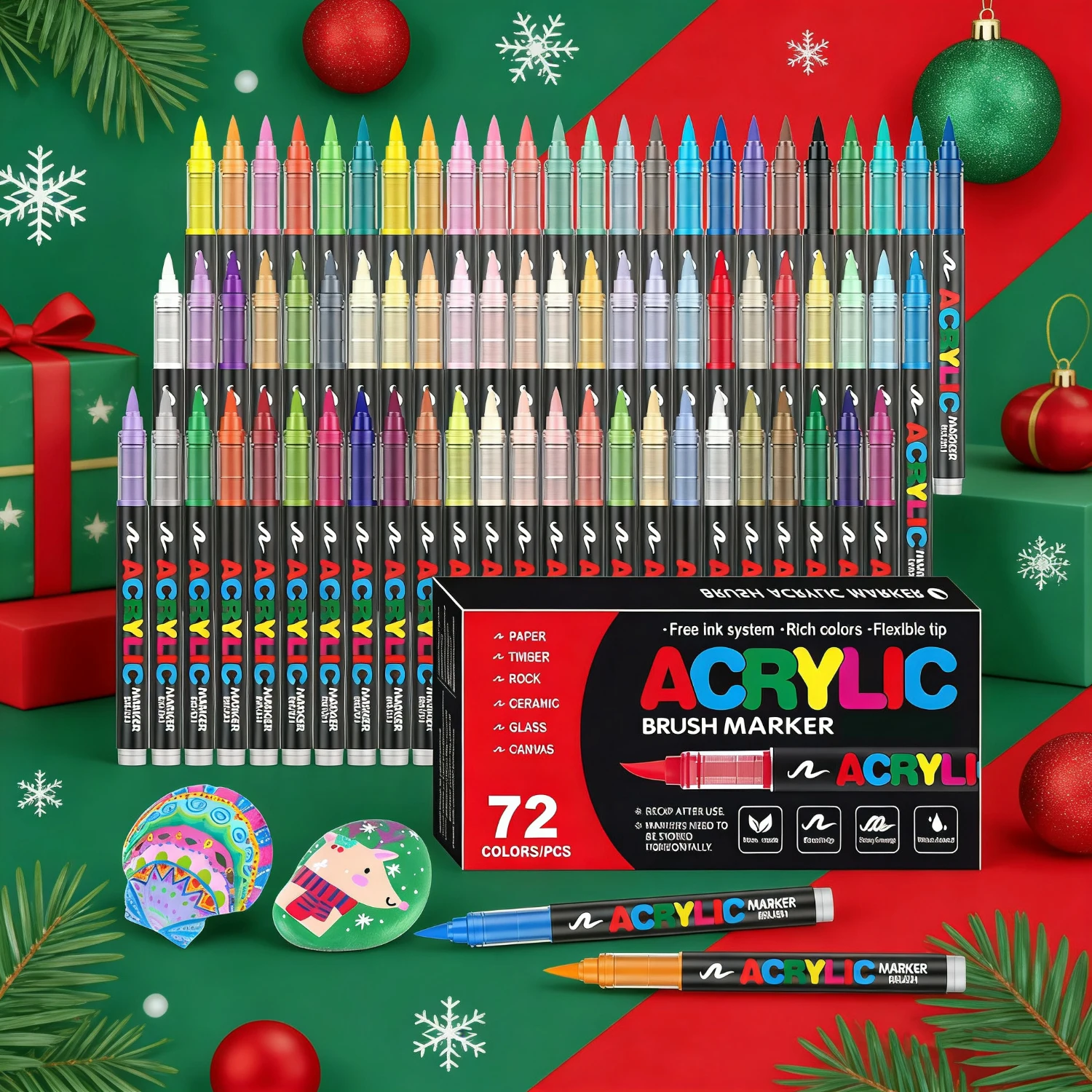 

12-288 Colors Soft Brush Tip Acrylic Paint Marker Set for Wood Rock Canvas Glass Stone Ceramic Adult Coloring & DIY Crafts