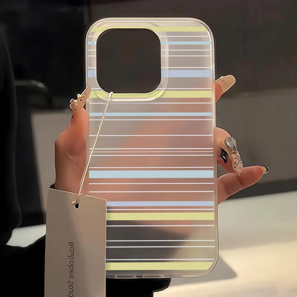 Stylish Yellow Blue Striped Case For Samsung Galaxy A37 5g A36 A57 A56 A55 A54 A26 A17 A07 Funda S26 Ultra S25 S24 FE S23 Cover