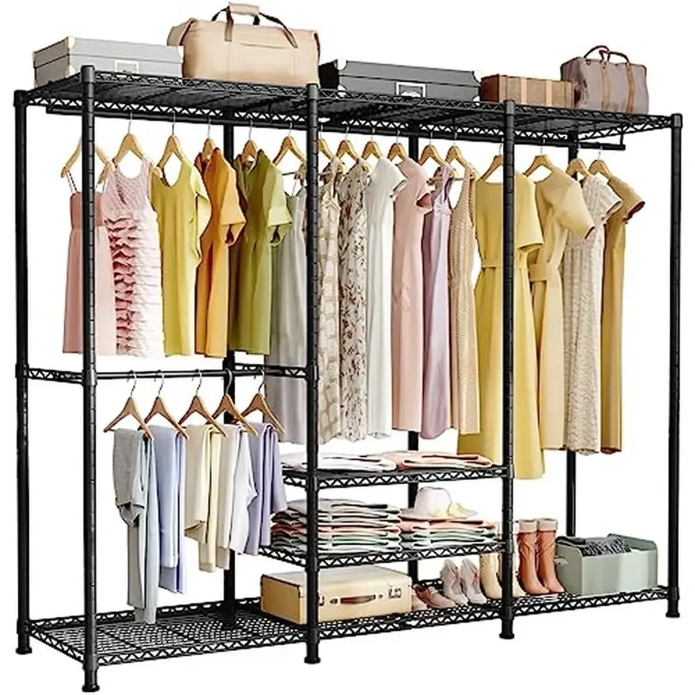 Metal Garment Rack Heavy-Duty Closet Organizer 4 Tiers Max Load 780LBS 67.9