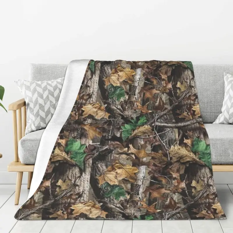 Custom Real Tree Forest Camo Camouflage Pattern Blanket Warm Fleece Soft Flannel Throw Blankets for Bed Couch Car Autumn