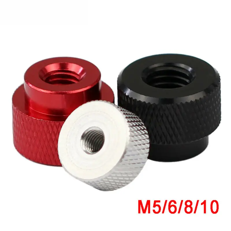 1Pcs M5 M6 M8 M10 Through Hole Nut Aluminium Alloy Knurled Thumb Nuts Thin/Tall Types Hand Grip Knob Step Nut