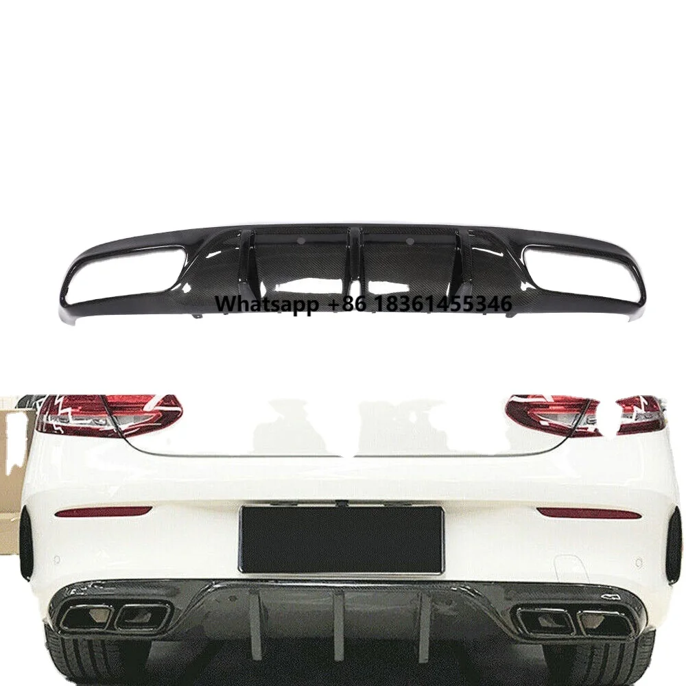 

For W205 C205 A205 C63 2-Door Carbon Fiber Rear Bumper Diffuser Lip 2015 - 2019