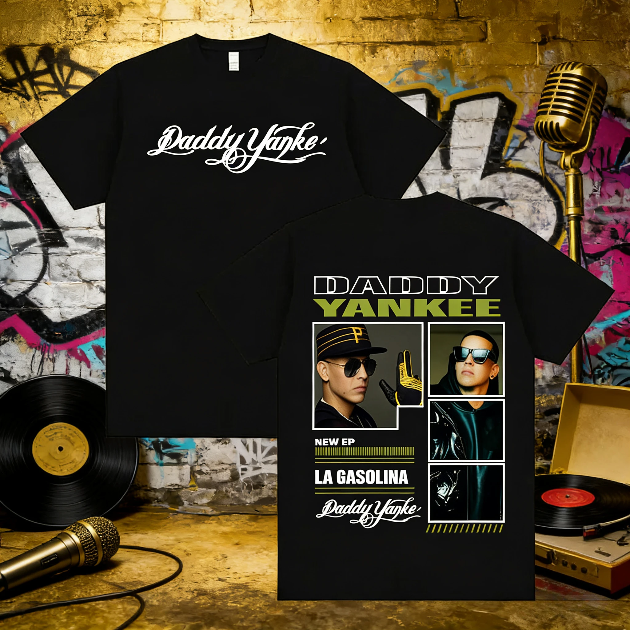 

2025 Summer Rapper Daddy Yankee Album Tour Merch T-shirt Men's Hip Hop Retro Cotton Short Sleeve Loose Casual Shirt