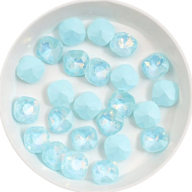 100 sztuk 8mm Fat Square Neon Mocha diament do paznokci Multi cut kryształ szpiczasty dolny biżuteria do paznokci Super musujące diamentowe akcesoria