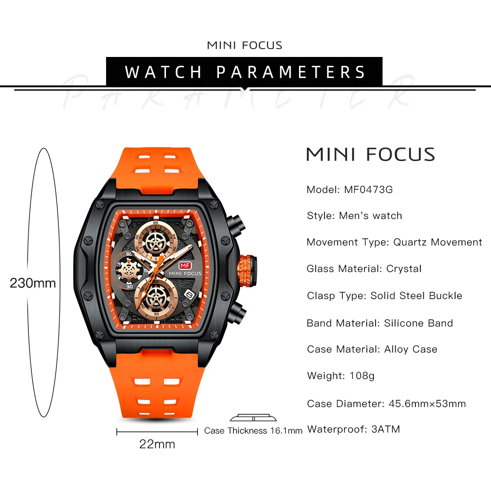 Imagem -05 - Mini Focus-relógio de Quartzo Impermeável Masculino com Pulseira de Silicone Cronógrafo Luminoso Relógios Esportivos Marca de Topo Luxo 0473g