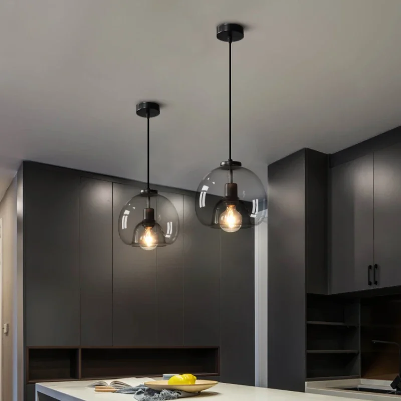 lustre de teto led de vidro pingente preto para sala de estar mesa de jantar cozinha quarto arte cinza moderna luz suspensa e27 01