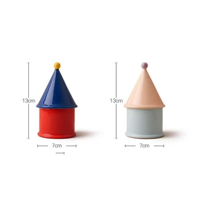 Ceramic Storage Jars Colored Spire Storage Tanks Toothpick Case Cotton Swab Box Jewelry Containers Desktop Organization