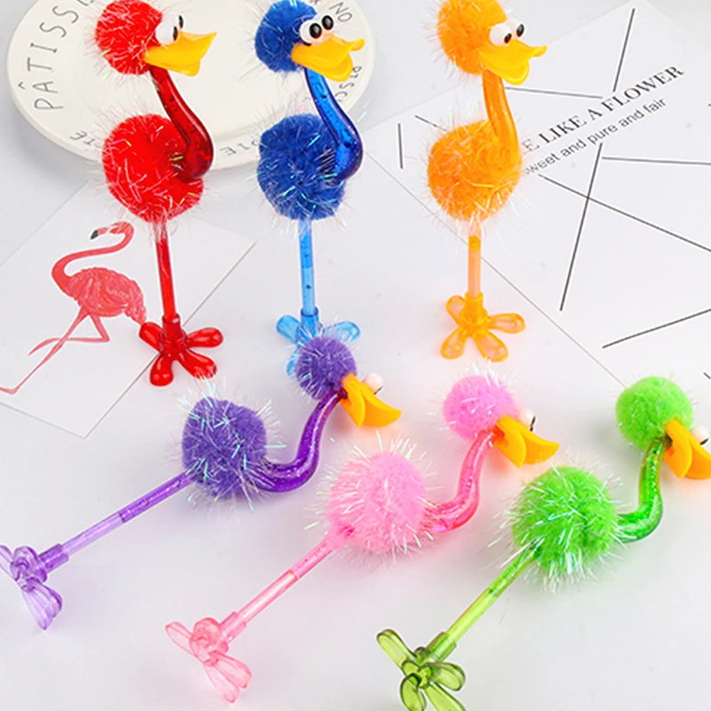 Kawaii Cartoon Ostrich Shape Ballpoint Pen Blue Ink Creative Feather Pens For Student Office Writing Stationery Supplies