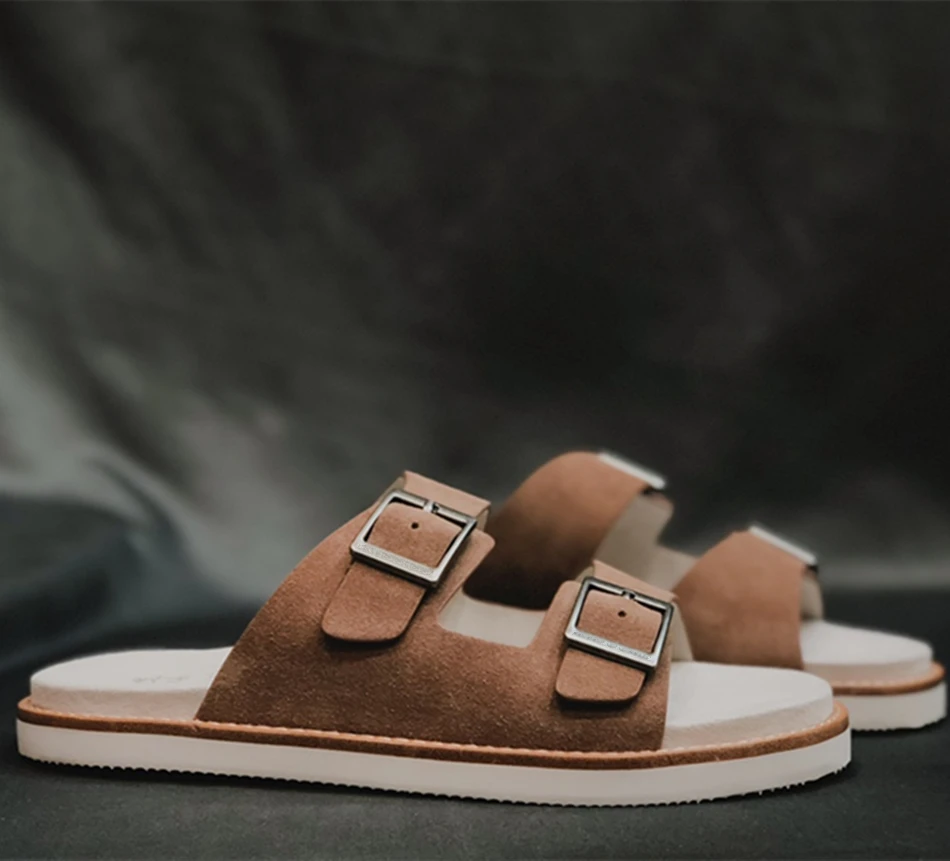 Sandalias de ante con suela de goma para mujer, zapatos de lujo de alta calidad, novedad de 2024