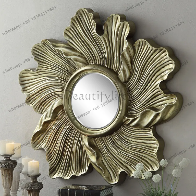 PG American old dressing wall mirror decoration retro European mirror fireplace wall hanging makeup mirror customization