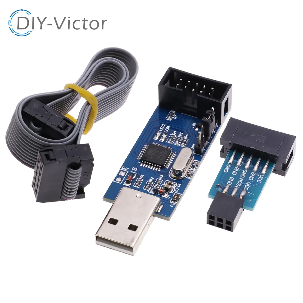 1 Set 10Pin To 6 Pin Adapter Board + USBASP USBISP AVR Programmer USB ATMEGA8 ATMEGA128 ATtiny/CAN/PWM 10Pin Wire Module