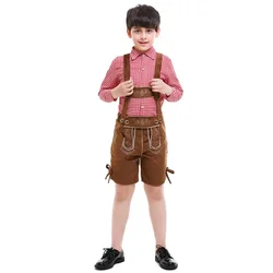 Child German Oktoberfest Bavarian Kids Boys Lederhosen Beer Guy Costume Halloween Cosplay Stage Show Fancy Party Costumes