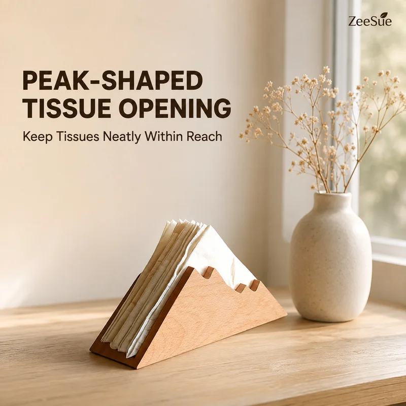 ZeeSue Decorative Mountain Tissue Box, Modern Wooden Facial Tissue and Napkin Holder for Home Office Tabletop Decoration