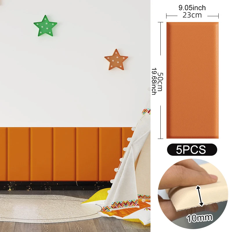 5 Stück/Set 3D Wandaufkleber Kinder Anti-Kollisions-Lederwandpaneele Selbstklebende Weiche Tapeten Abziehen und Aufkleben Kopfteil-Deko – Detail 10