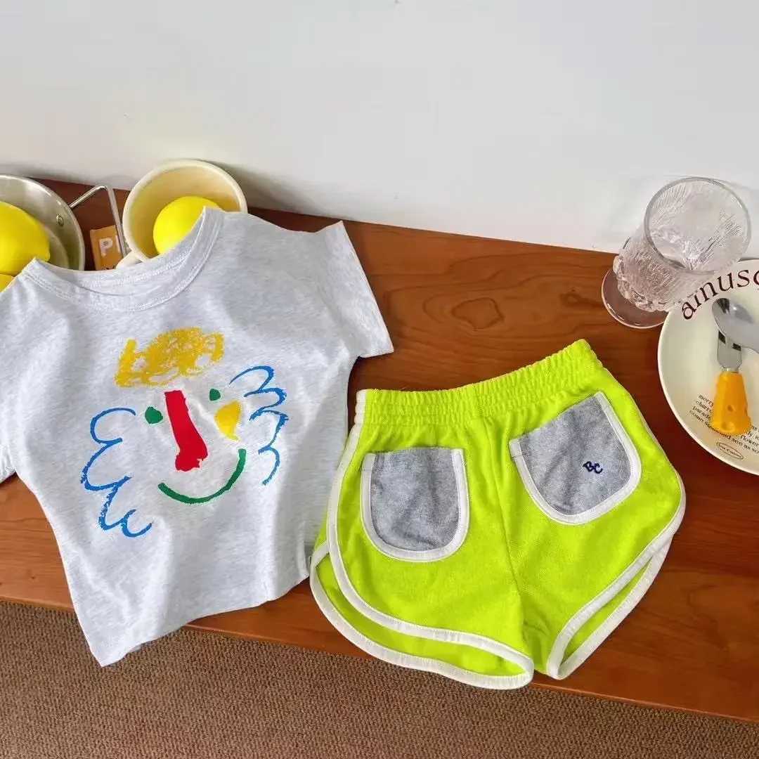 

2025 INS Korea Summer Hot Selling Item Children's Casual T-shirt Cartoon Fun Short Sleeve Inner Wear New Product Instagram Style